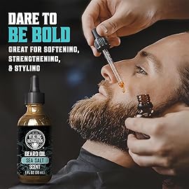 Viking Revolution Sea Salt Beard Oil for Men - Natural Mens Beard Oil with Argan Oil and Jojoba Oil - Beard Softener, Strengthens and Moisturizes - Beard Conditioner for Men (Sea Salt, 1 Pack)