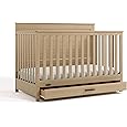 Graco Read-with-Me 4-in-1 Convertible Crib with Drawer (Olive with Driftwood) - GREENGUARD Gold Certified Converts to Toddler Bed, Daybed, and Functional Bookshelves
