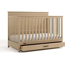 Graco Read-with-Me 4-in-1 Convertible Crib with Drawer (Olive with Driftwood) - GREENGUARD Gold Certified Converts to Toddler Bed, Daybed, and Functional Bookshelves
