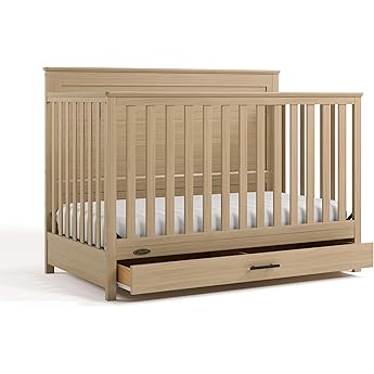 Graco Read-with-Me 4-in-1 Convertible Crib with Drawer (Olive with Driftwood) - GREENGUARD Gold Certified Converts to Toddler Bed, Daybed, and Functional Bookshelves