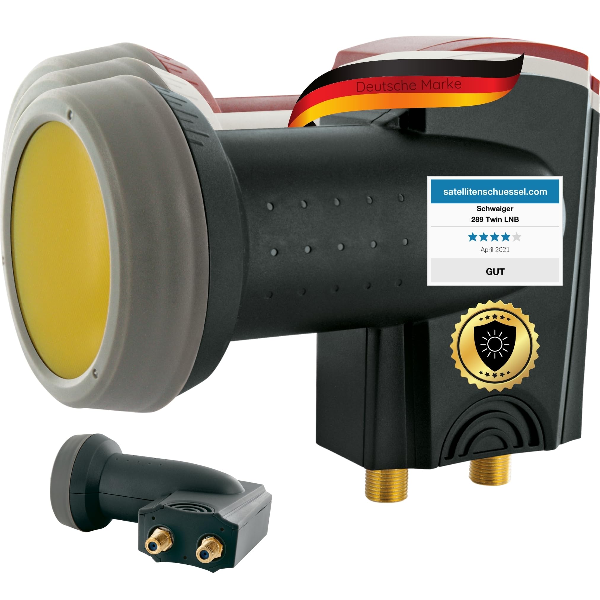 SCHWAIGER 340 Twin LNB Low Noise Blockconverter Sun Protect Tapa LNB Digital Resistente al Calor Accesorios para Antenas parabólicas protección contra la Intemperie contactos Dorados Antracita