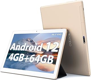 Android 12 Tablet 10.1 Inch Tablets, 4GB RAM+64GB ROM+1TB Expand,8 Core CPU, 8000 mAh Battery,Bluetooth5.0, GPS,Wi-Fi -Gold