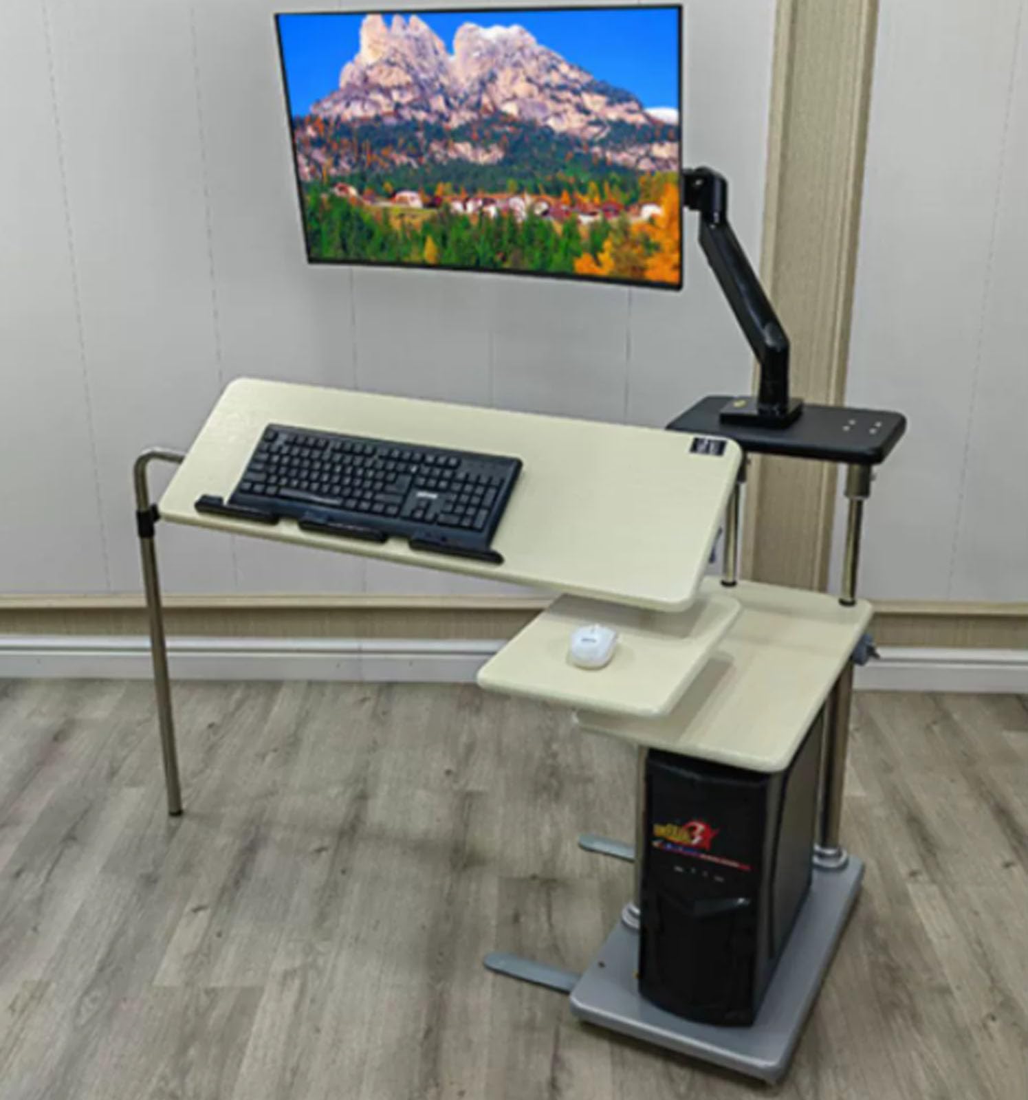 Convertisseur de Bureau Debout 32" avec Bras de Suspension Robuste - Idéal pour espaces de Travail - Blanc