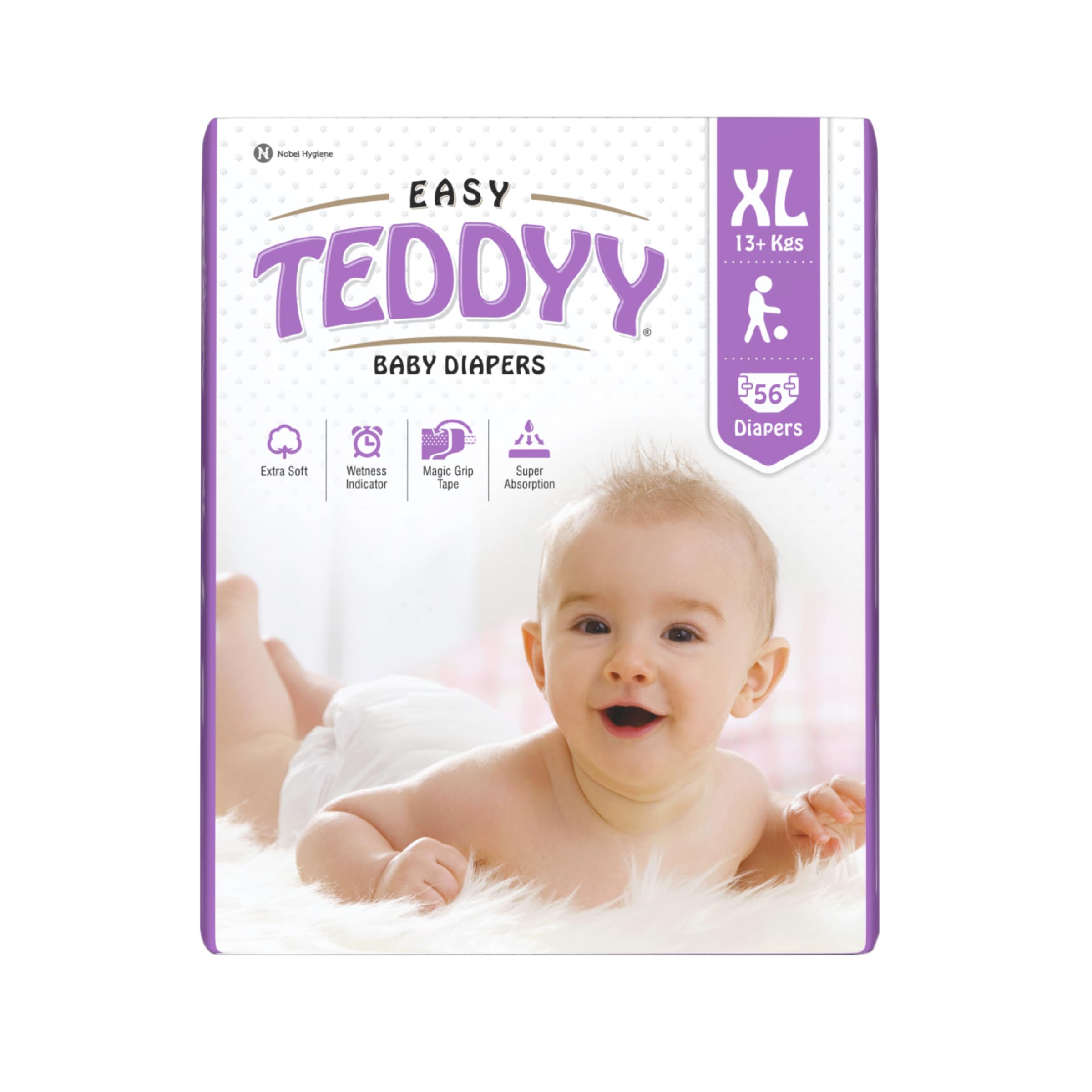 TEDDYY Easy Baby Diapers Extra Large (18-24 months) - 56 Count, 13-17 kgs, Long Lasting Absorption, Anti - Rash