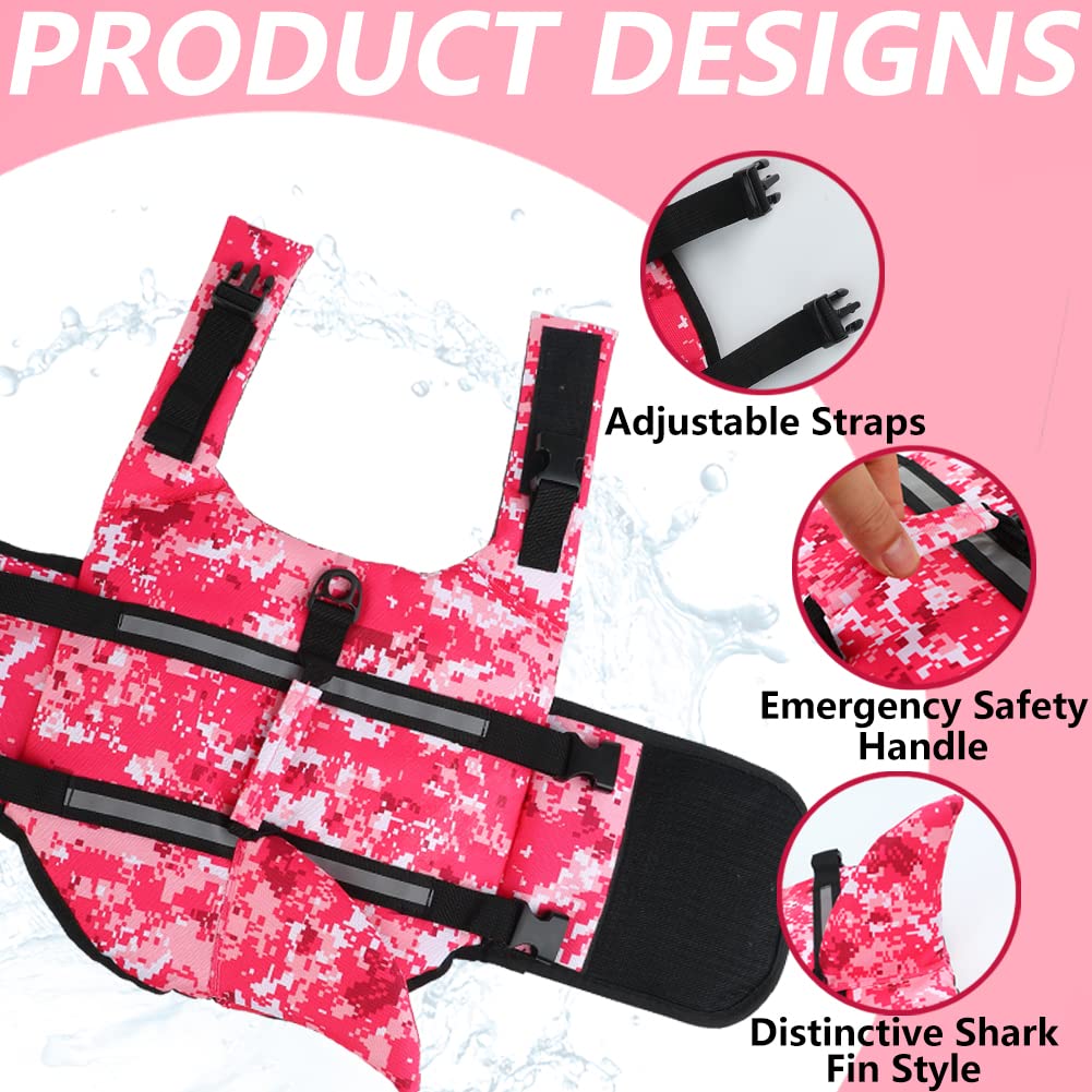 EMUST Dog Life Jacket, Shark, Pink, Camouflage, PinkCamouflage, Small - Image 3