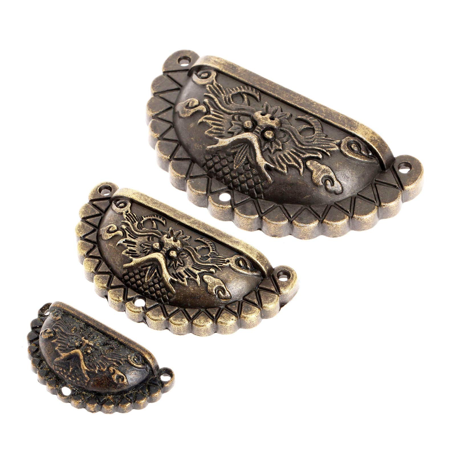 Door Lock Handle 4Pcs Antique Dragon Head Furniture Handles Vintage Cabinet Knobs and Pulls Dragon Shell Dresser Drawer Door Cupboard Pull Handle (Color : 90x43mm)