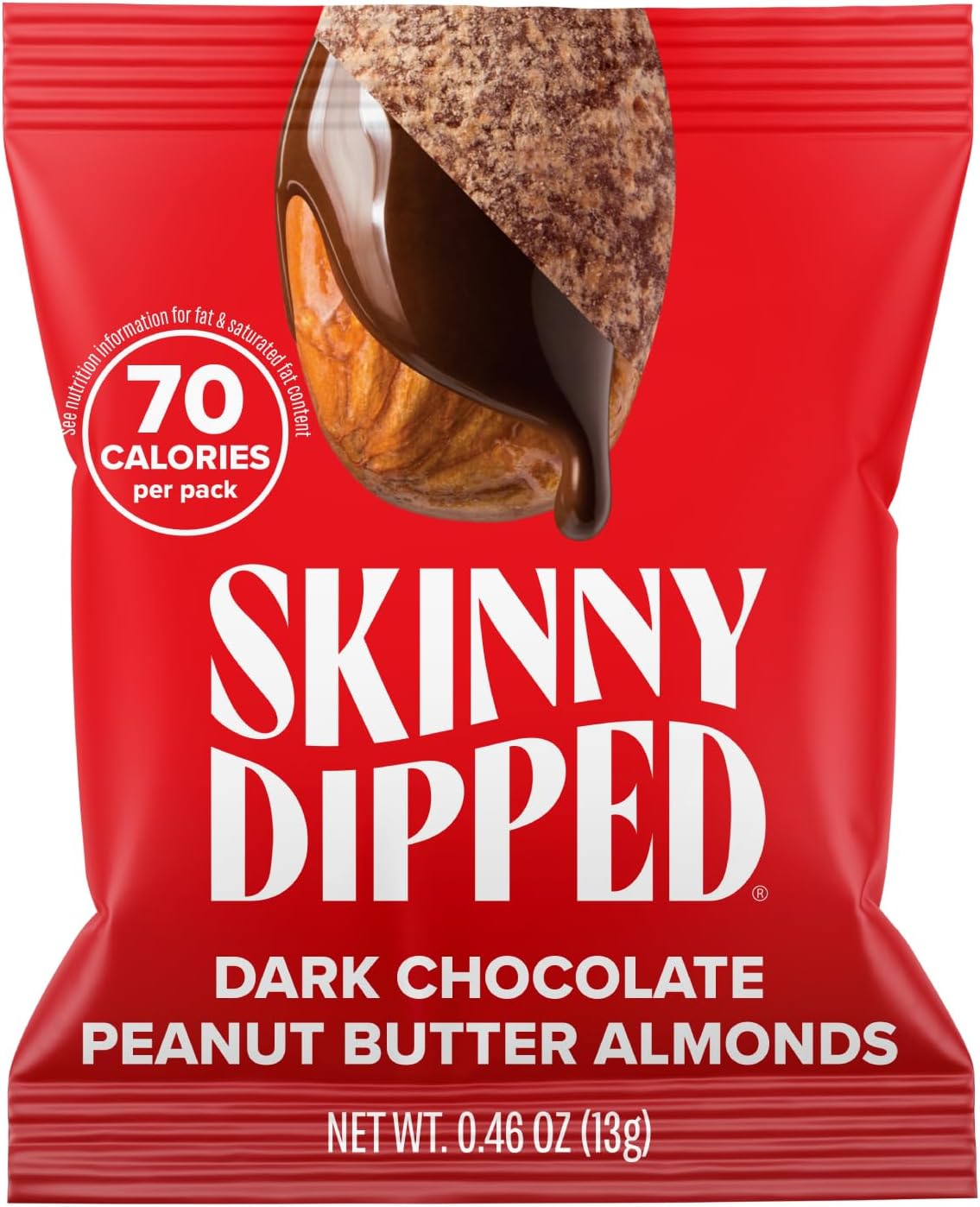 - Dark Chocolate Peanut Butter Almonds, Healthy Snack, Plant Protein, Gluten Free, 0.46 oz Mini Bags, Pack of 24