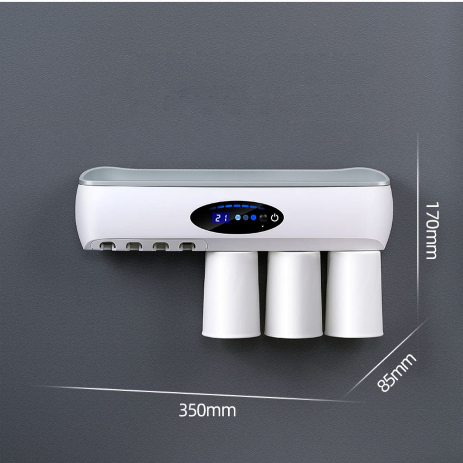 Porta Cepillo de Dientes, Soporte Cepillo de Dientes con Función Esterilizador Secado, LED Estuche Cepillo Dientes con Luz Nocturna, Organizador Baño USB Recargable Blanco