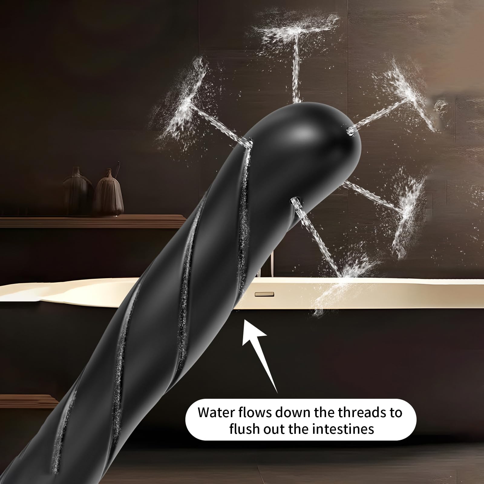 Set de Douche 5 Trous Pulvérisateur Lavement Tuyau Confort Silicone Buse Lavement Accessoire Femme Homme 27cm + 150cm Tuyau (Noir)