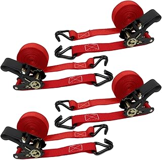 OWSYTOOL Ratchet Straps 4Pack, 800KG Tie Down Straps, 6M x 25mm Ratchet Straps with Hook Cargo straps for Motorcycles, Car, Trailer, Household (4pack)