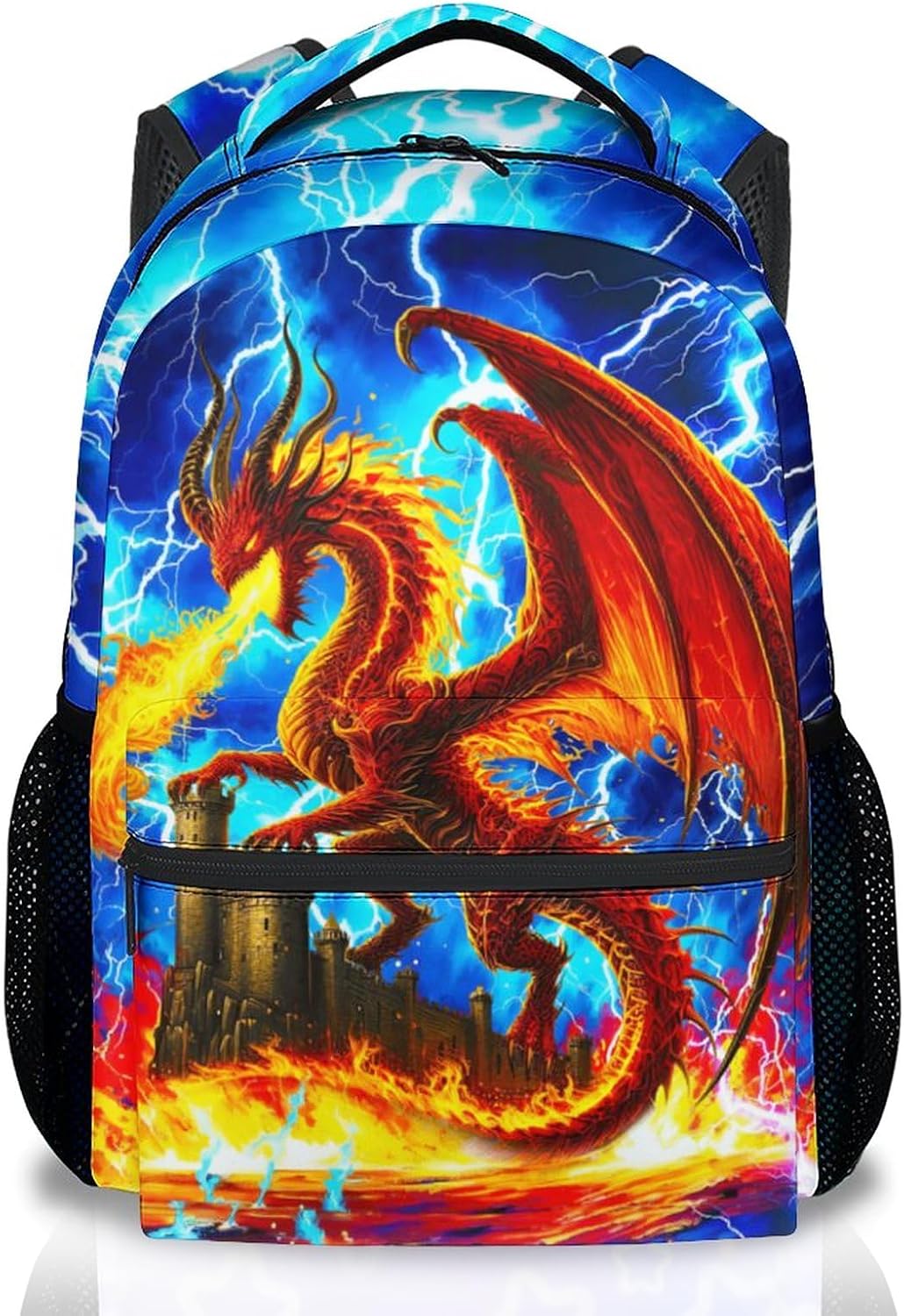 Kids Dinosaur Backpack for Boys Truck Bookbag with Lightning - 17 Inch Toddler School Bag with Padded Straps for Preschool Kindergarten Elementary