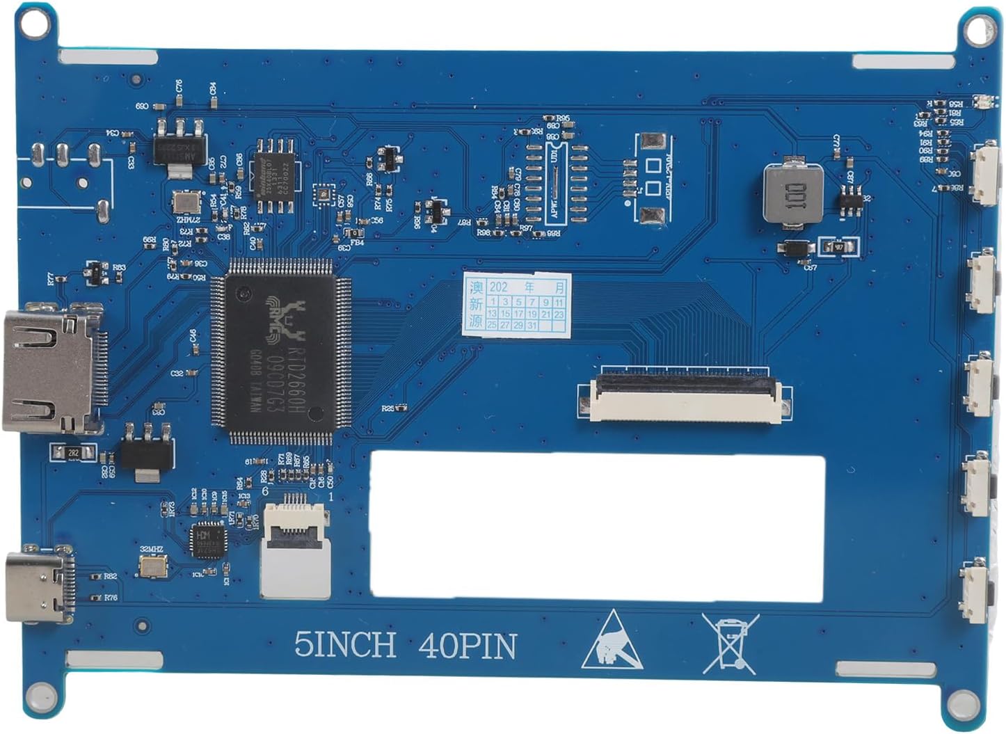 5 Inch 40-Pin LCD Screen Driver Board Capacitive Touch LCD Screen Combination Controller Board USB C Touchable LED Circuit