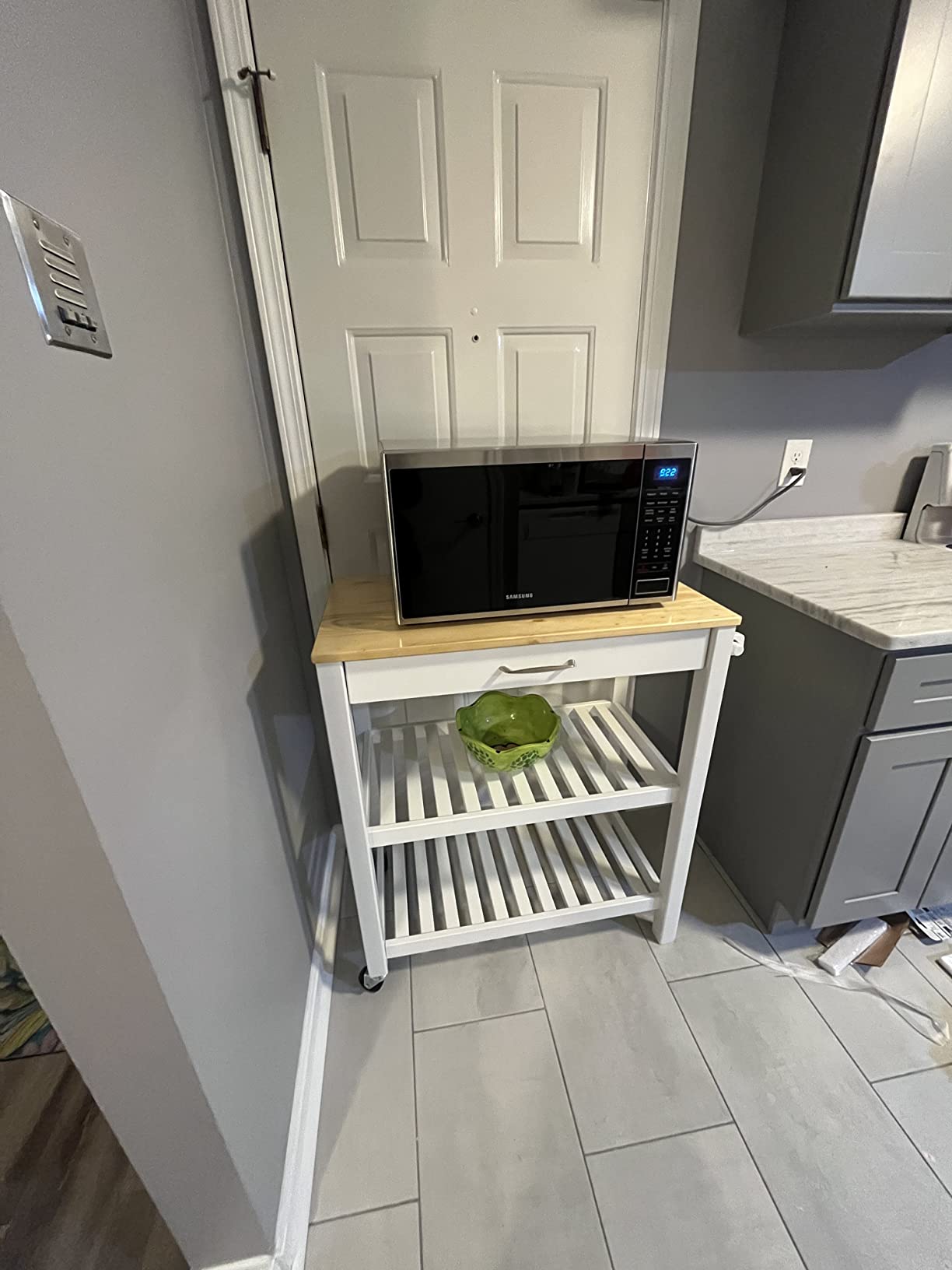 23/mo Finance Amazon Basics Kitchen Island Cart with Storage, Solid