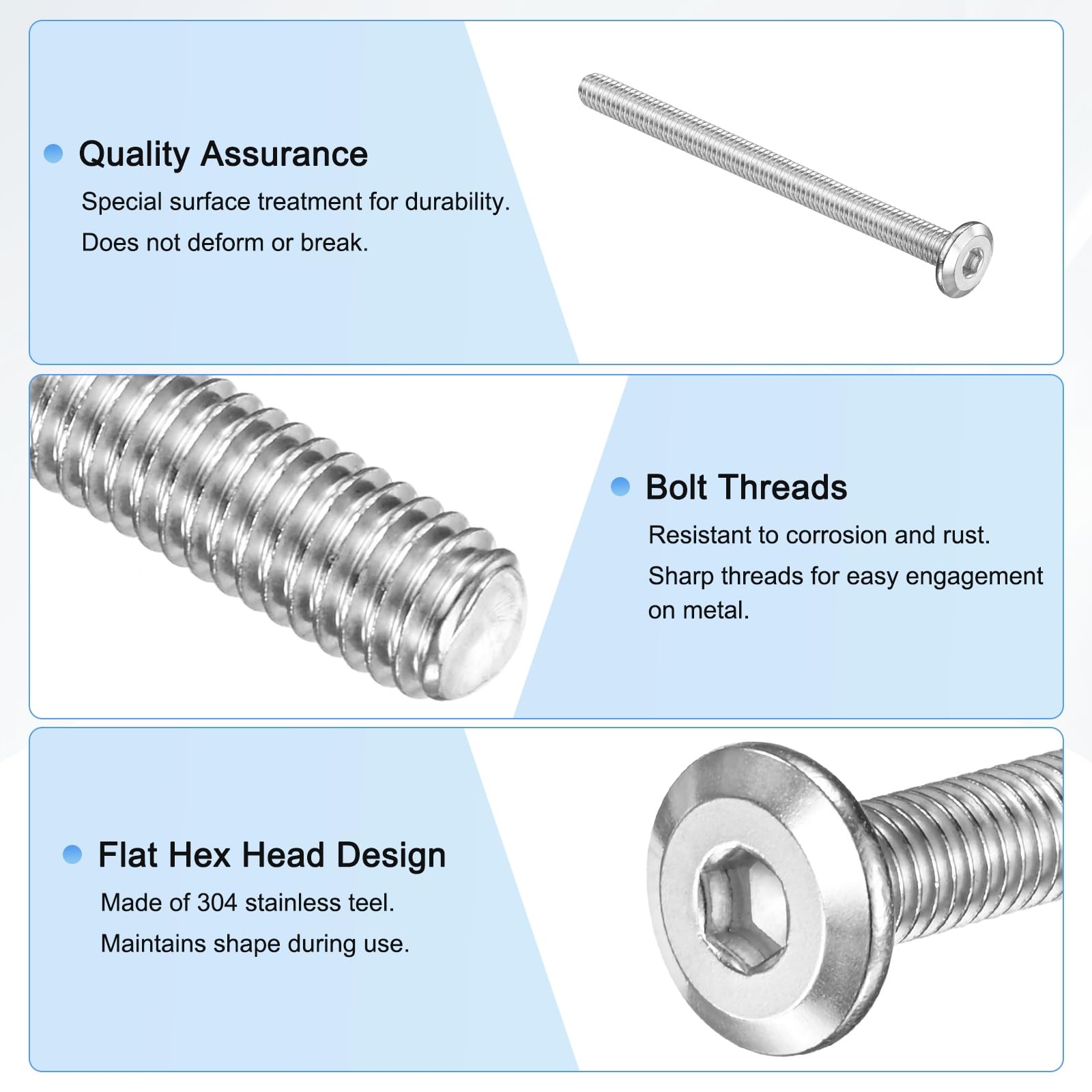 M METERXITY 10-Pack Flat Head Socket Cap Screws - Image 2