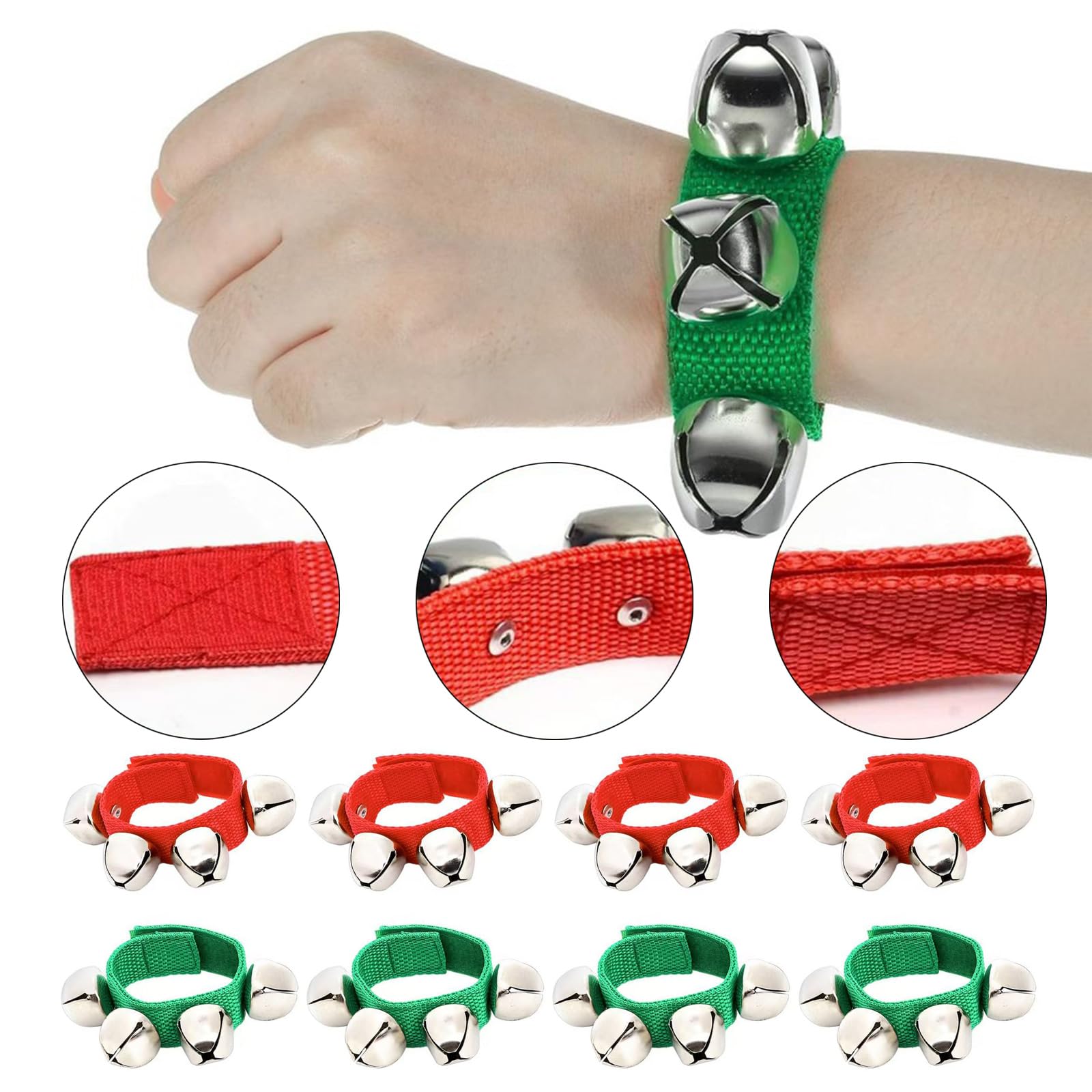 8Pcs Multicolor Wrist Band Wrist Bells Ankle Bells Musical Rhythm Foot Ankle Bells Rattles Instrument For Kids