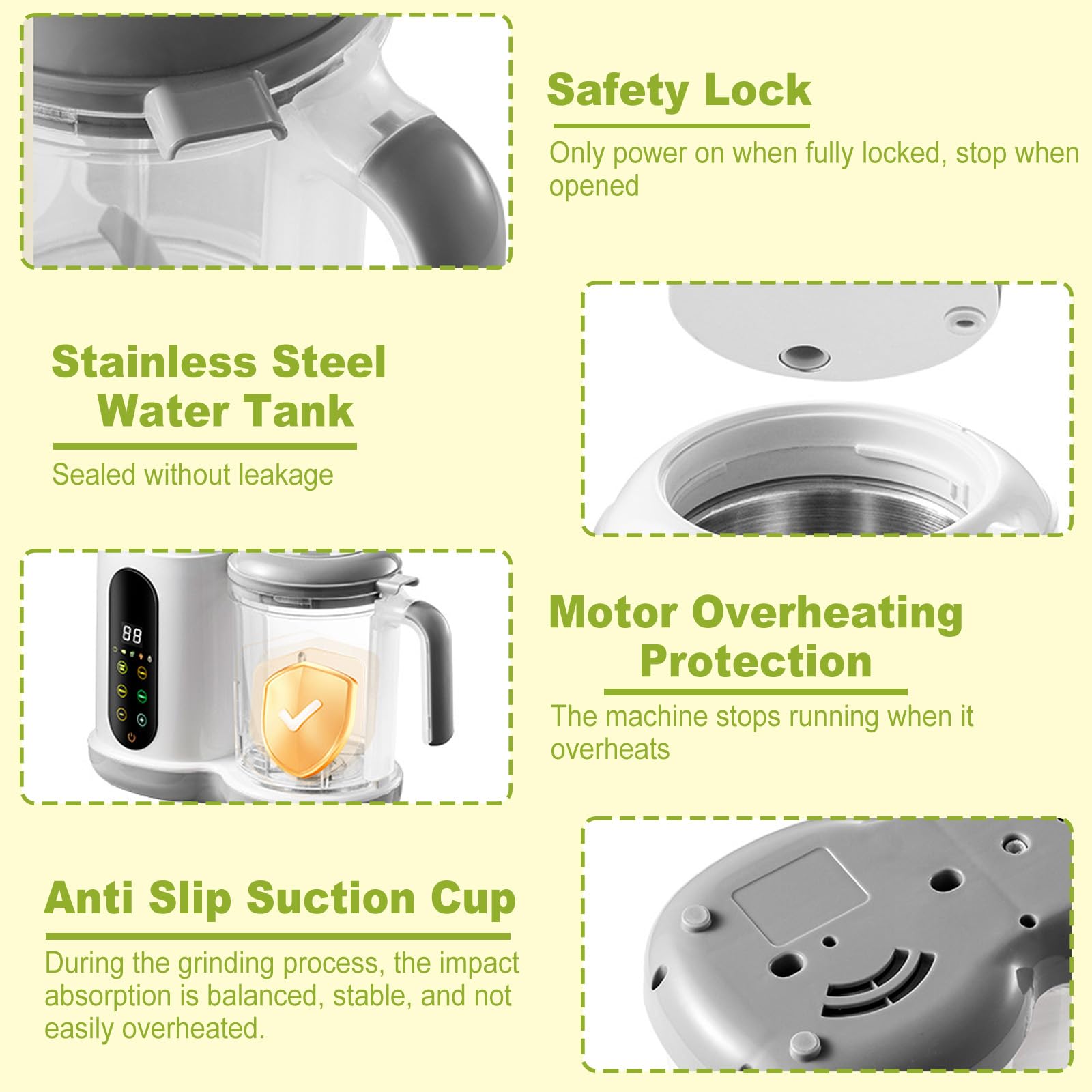 Baby Food Maker - Cuiseur vapeur pour bébé - 400 ml - Multifonction - Avec écran tactile et 4 préréglages de cuisson - Cuiseur vapeur automatique