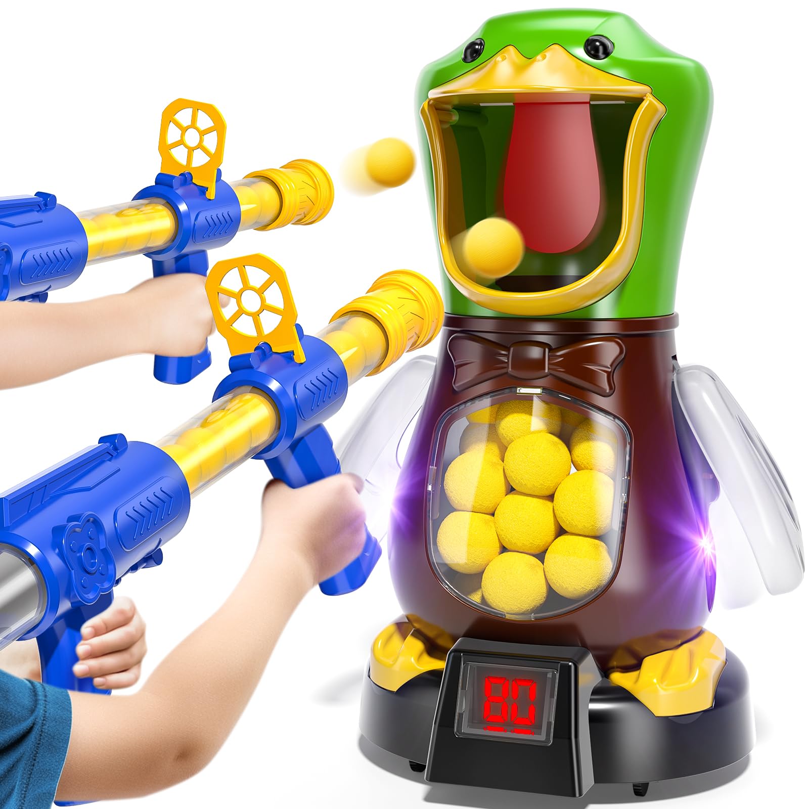 BABY HOME Duck Shooting Toys for Kids 3-5 Years, 2 Packs of Foam Shooting Toy with Movable Shooting Game, Interactive Competition Game Gifts for Boys and Girls Ages 6 7 8 9+ Years Old