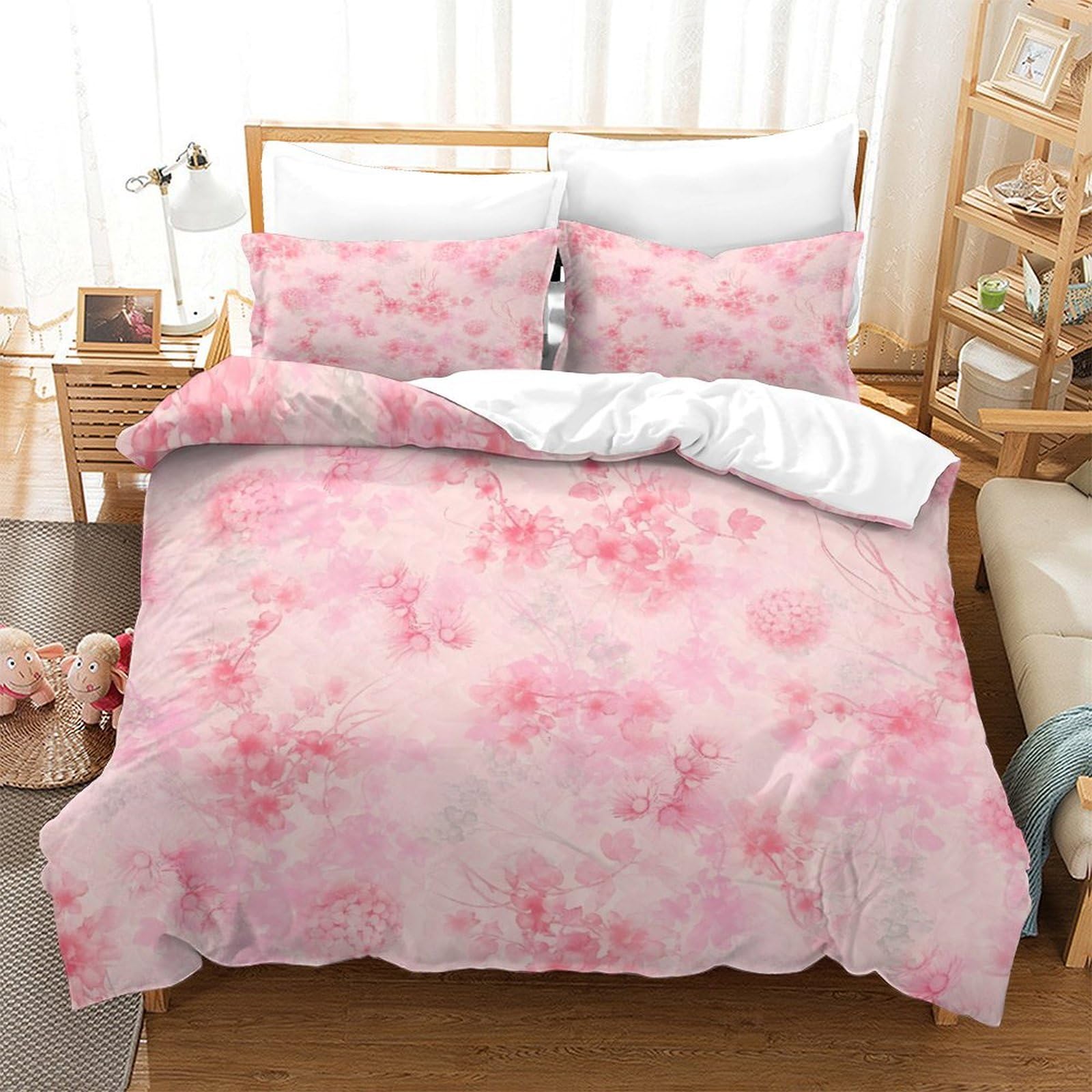 Housse de couette fleurs roses 3D pour transformer votre chambre en un cocon printanier