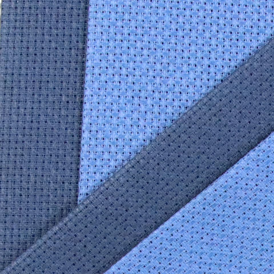 Image of KCS 4 /6 pc of 12 inch x 18 inch(30cmx45cm) 16 Count Cotton Aida Cloth Cross Stitch Fabric (4 pc,Jeans Blue+Navy Blue)