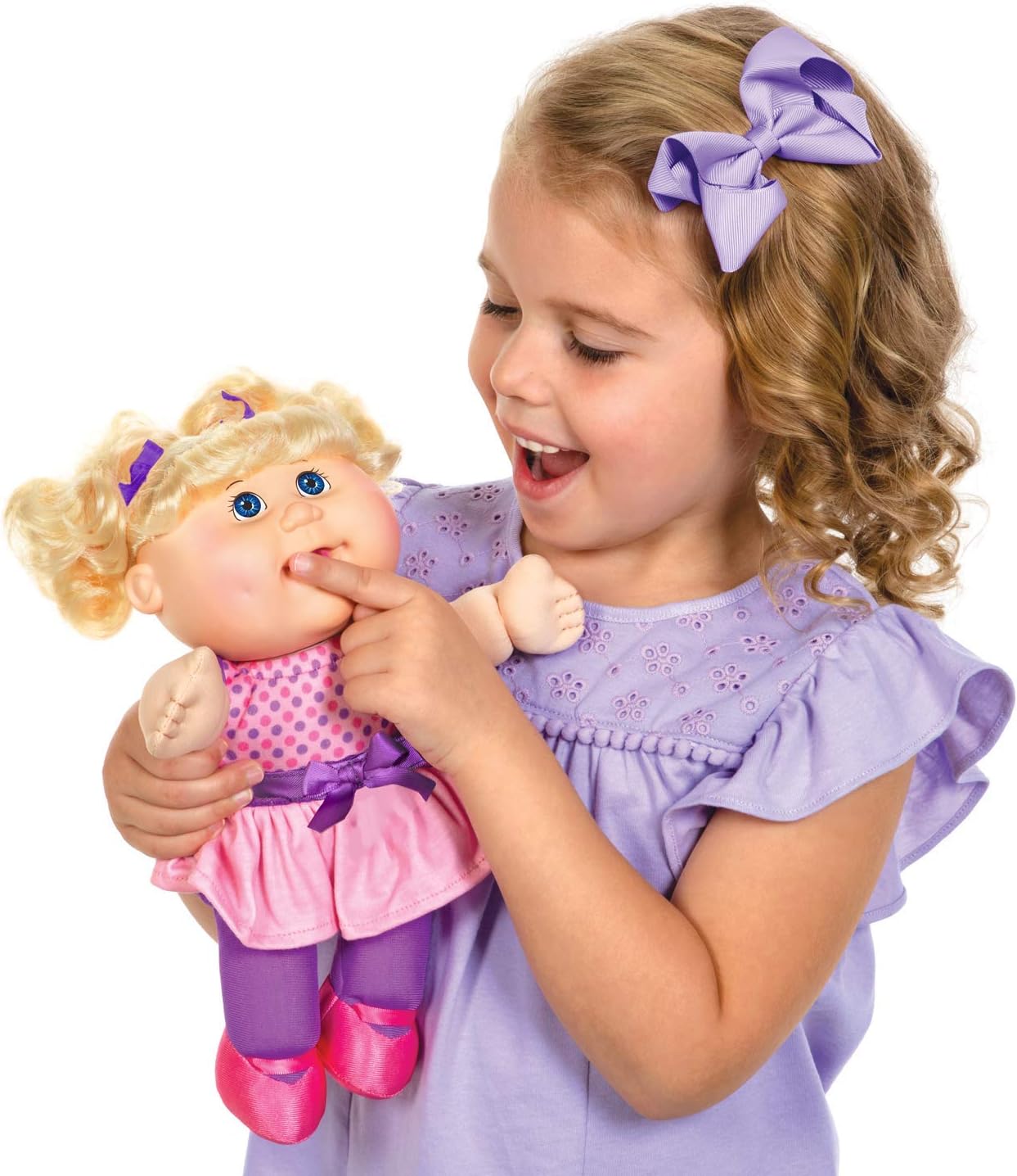 Cabbage Patch Kids Deluxe Babble ‘n Sing Toddler in Pink Fashion, 11” - Squeeze Hand, Giggles, 9 Sing-Along Songs - Classic 1998 CPK Dolls!