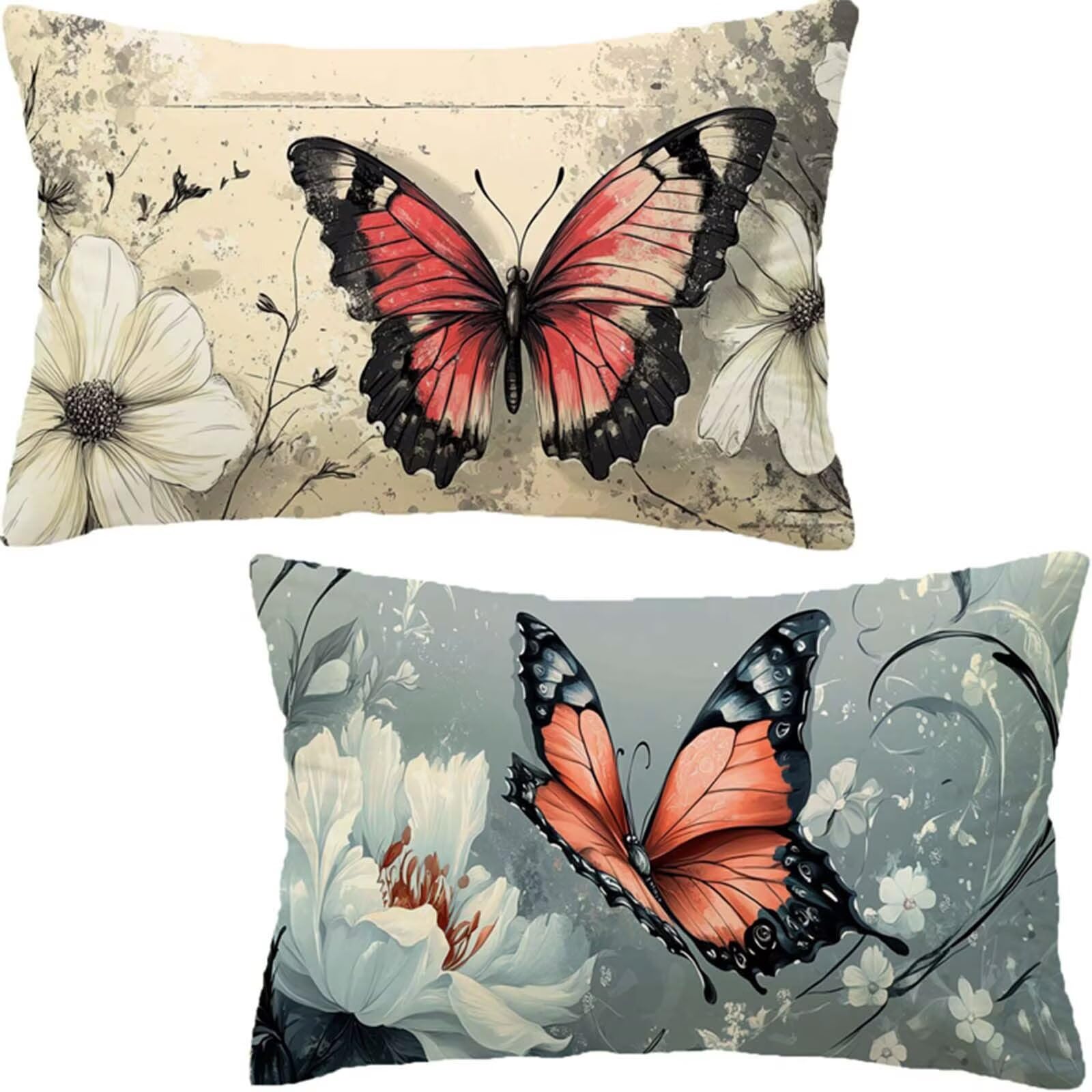 Motyl poszewki na poduszki 70 x 90 cm aksamitny zestaw 2, luksusowa beżowa poszewka na poduszkę super miękka i wygodna, poszewka na poduszkę z ukrytym zamkiem błyskawicznym, trwała i łatwa w