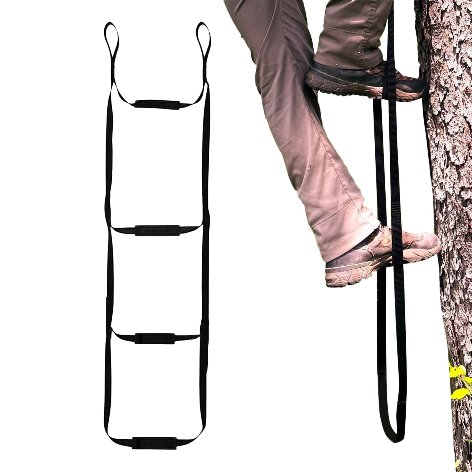 Boat Rope Ladder, Nylon Portable Climbing Ladders, 43.31x12.6 Inches Folding Tree Climb with 5 Step Design & Lightweight Outdoor Playground Gear for Kids Adventure Sports Hiking
