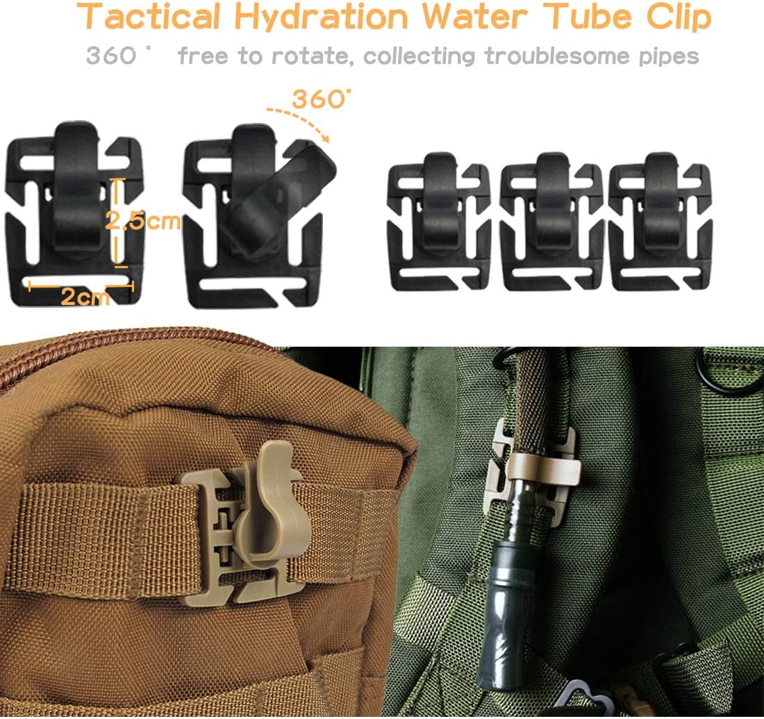 34 PCS Molle Attachments Set Tactical Gear Clip for Webbing Strap Molle Bag Tactical Backpack Vest Belt - Key Ring, D-Ring Locking Carabiner, Water Bottel Carriers Tube Clip, Web Dominator Buckle : Sports & Outdoors