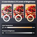 LUXSURE 10.5" Ring Light with Tripod, Overhead Phone Tripod with Ring Light, Smartphone Tripod with Light Features 2 shooting positions, ideal for vlogs, photography, live streams, makeup, and cooking