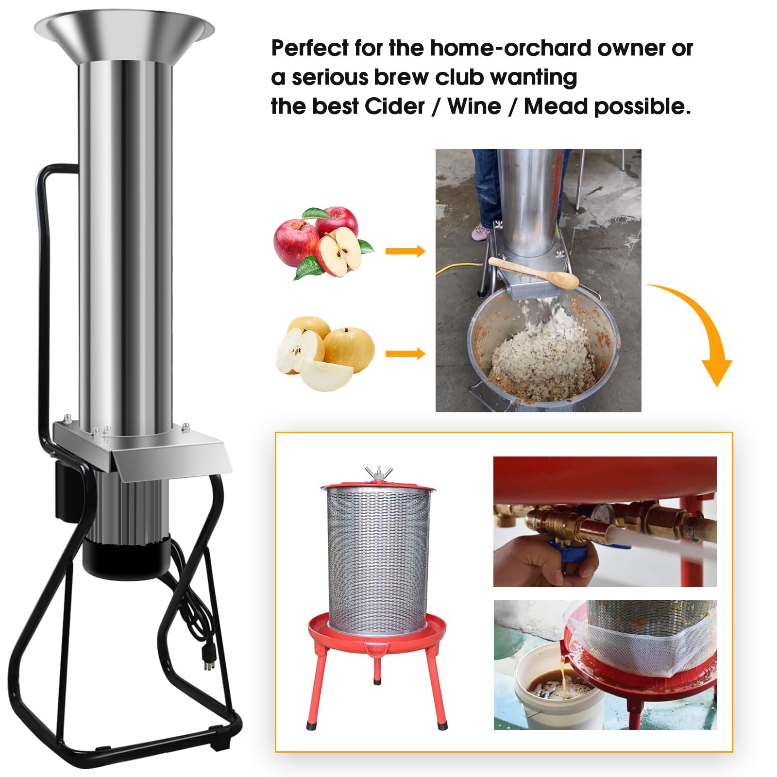 Apple - winecho Amazon.com: EJWOX 7L Hand Crank Apple and Fruit Crusher with