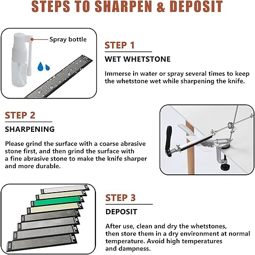 Miniatura 9 de RUIXIN PRO - Juego de 8 piedras de afilar cuchillos de diamante para RUIXIN PRO RX-008 RX-009, kit de ángulo fijo, juego de piedra de afilar