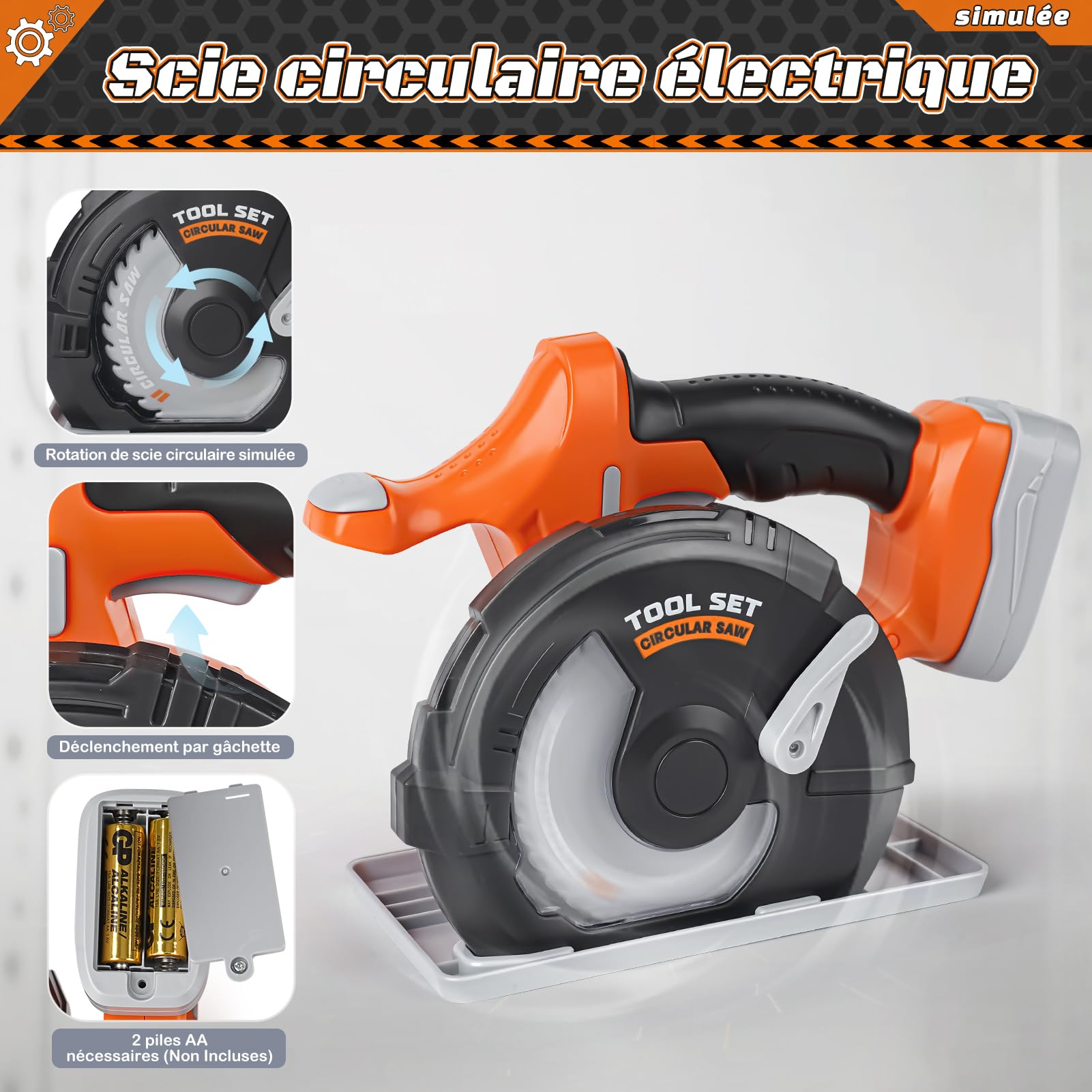 Vanplay Boîte à Outils Enfant Modèle Luxe Enfant, Jouet Cadeau Jeunes Enfants de 3, 4, 5 Ans avec Perceuse électrique, Tronçonneuse, Meuleuse d'angle, Scie Circulaire, Sac de Rangement