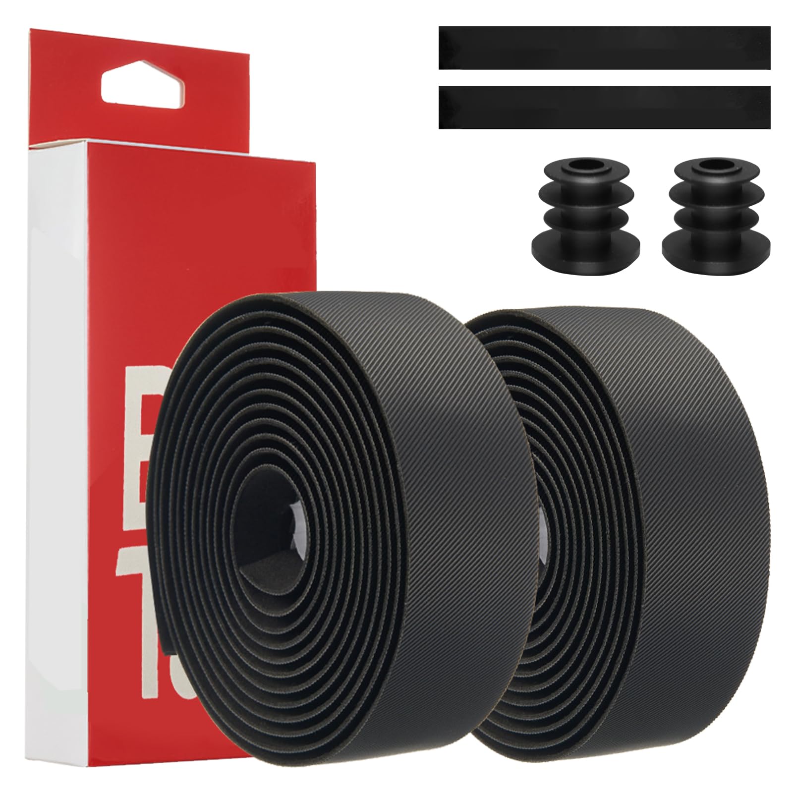 2 Rolls Cycling Bike Handlebar Tape Road Bike Bar Tape EVA Bicycle Handle Strong Grip Tapes Anti Slip Shock-Absorbing Sweat Absorbent with 2 Handlebar Plugs for Gravel Road Bikes, 215 cm x 3 cm