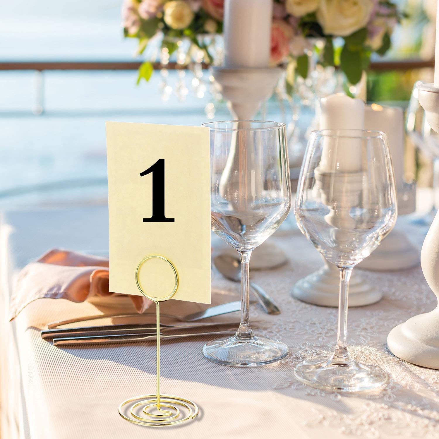 Vimmran Set Of 10 Gold Table Number Holders - 8.75 Inch Tall Heart Clip Stands For Weddings, Photos, Memos 8 thumbnail image