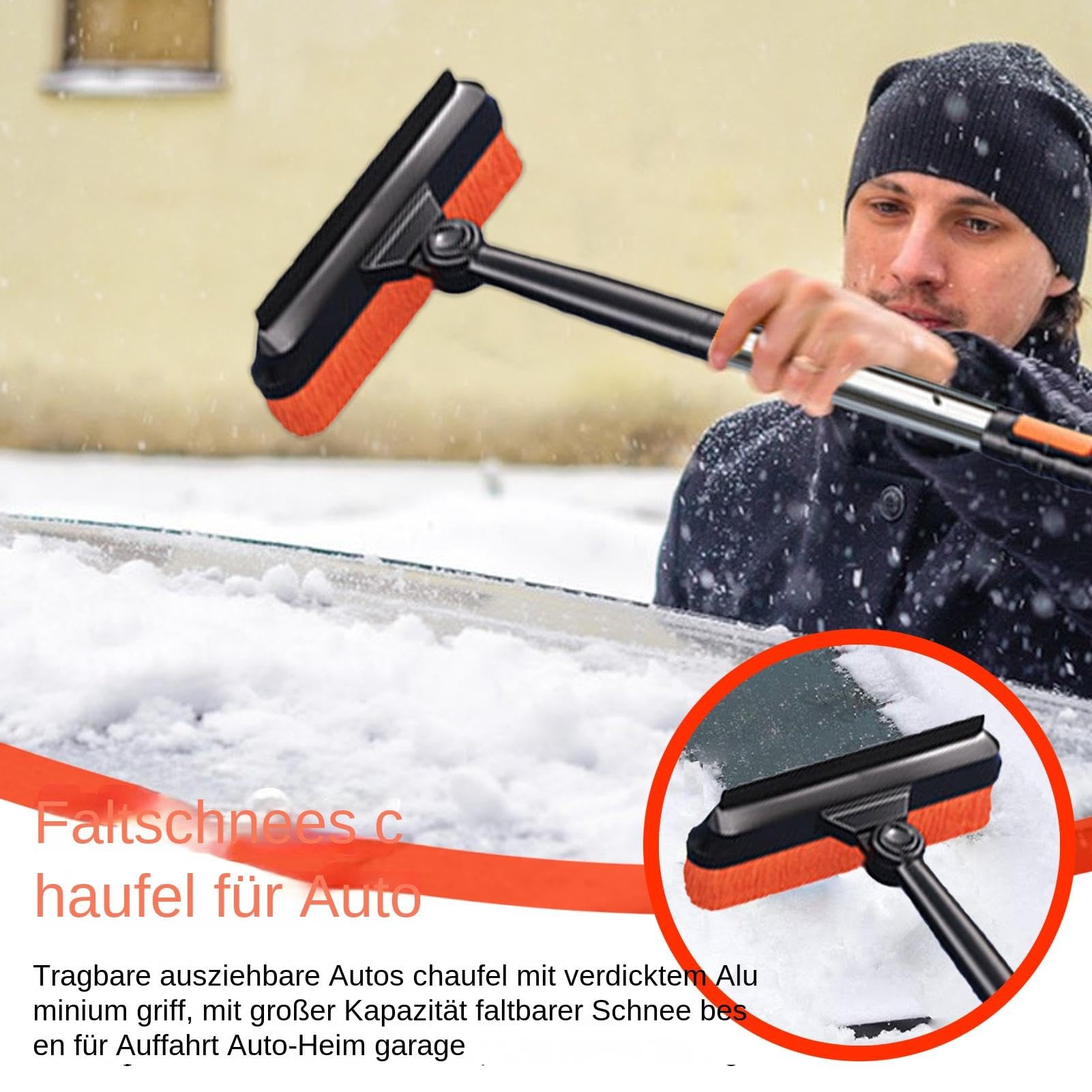 Pala de Nieve Plegable Desmontable Gran Capacidad Alta Resistencia