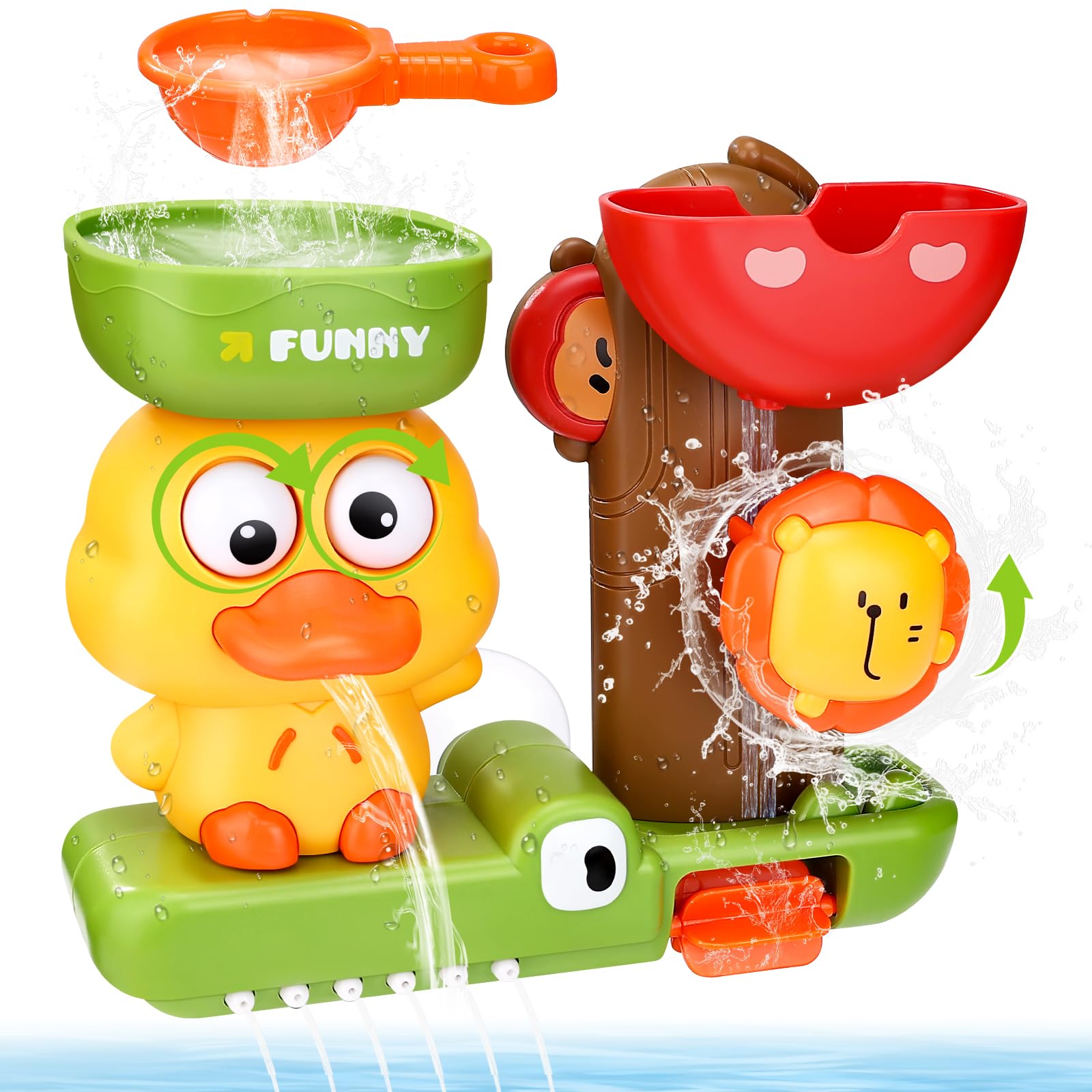 Acsatont Badewannenspielzeug, Badespielzeug Baby ab 1 2 3 Jahr Wasserspielzeug Kinder Badewannen Spielzeug Kinder Enten und Löwen für Jungen Mädchen Geburtstag