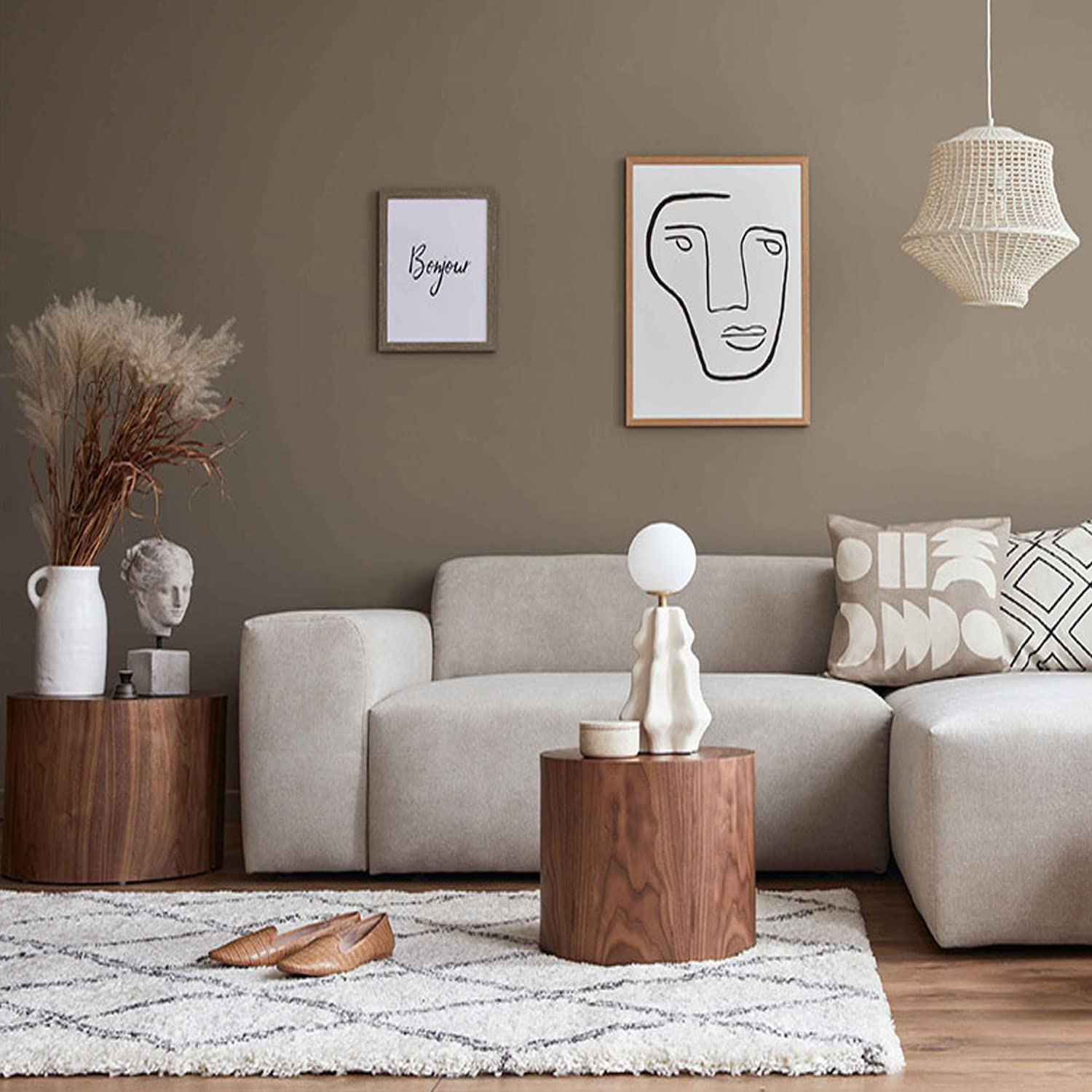 VIMODA Shaggy Tappeto Rombo Design Crema Grigio Moderno - Bianco, 120x170 cm