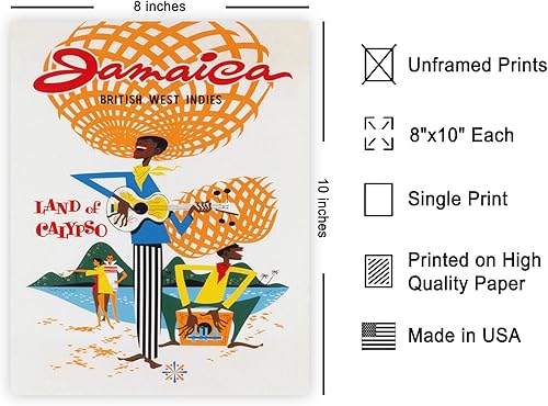 Miniatura 2 de Poster Master Póster de viaje vintage, impresión retro de Jamaica, arte de la tierra de Calypso, arte de las Indias Occidentales, regalo para