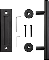 Vista 4 de Delaney Hardware BD0804 Juego de manijas de puerta de granero negro, Hardware de puerta de granero negro, Hardware de puerta de granero negro