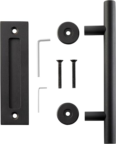 Miniatura 5 de Delaney Hardware BD0804 Juego de manijas de puerta de granero negro, Hardware de puerta de granero negro, Hardware de puerta de granero negro,