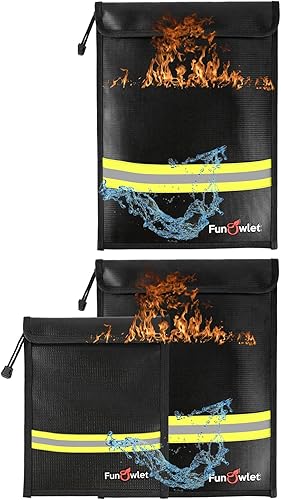 Bolsa impermeable ignífuga para documentos de dinero, paquete de 3 bolsas seguras con cremallera, resistente al fuego y al agua, bolsa organizadora