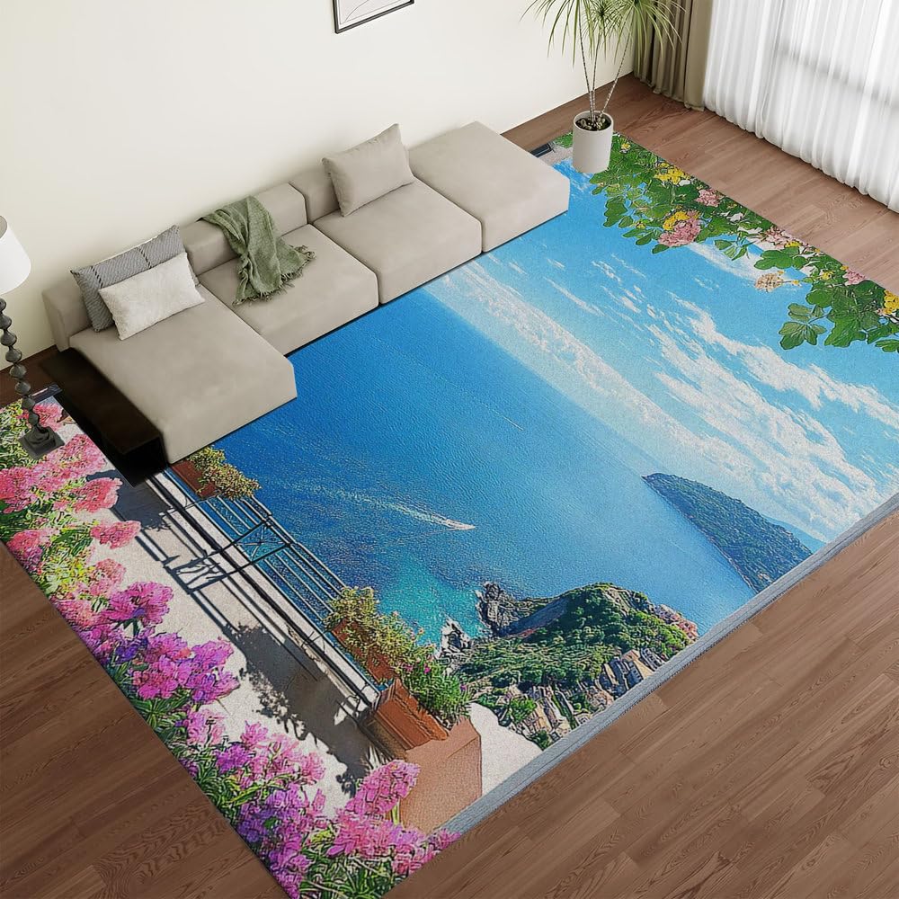 Tapis lavable floral résistant aux taches avec envers antidérapant pour bureau