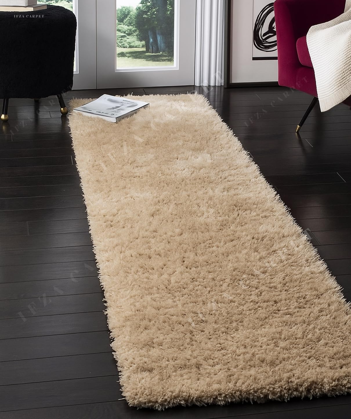 Super Soft Modern L Beige Runner Carpets for Living Room 2x6 Feet, Fluffy Shaggy Rug, 2-Inch Thick Mats for Floor, Rugs for Bedroom, Indoor Home Carpet, Anti-Skid Rectangular Fur Carpet for Hall-image-20