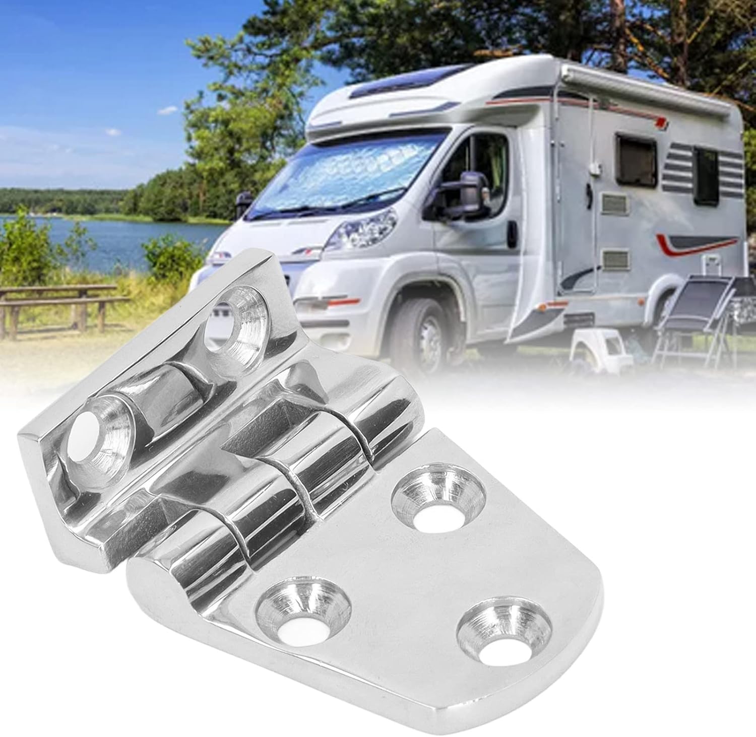 4 Pcs Boat Hinge, Marine Grade 316 Stainless Steel Heavy Duty Bend Hinges, Mirror Polished Surface for RV Yacht Cabinet Flush Hatches, with Resistance and Long Service Li