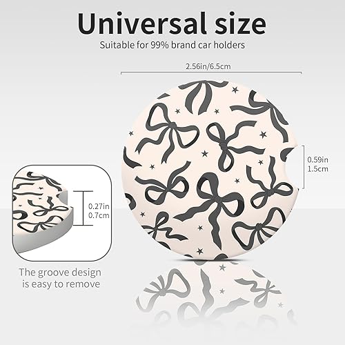 Miniatura 7 de Posavasos de automóvil para portavasos de automóvil, bonitos accesorios de automóvil para interior de mujer, 2 posavasos para automóvil, tapete de