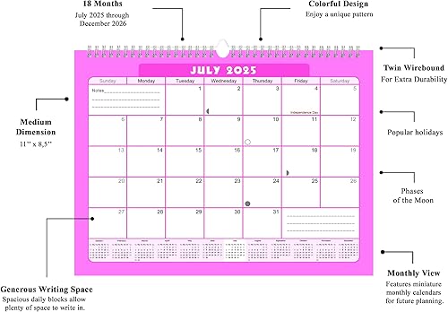 Miniatura 3 de Calendario de escritorio mensual de pared con espiral para 2021  2022  Calendario de escritorio de 16 meses  Calendario de pared  planificador -