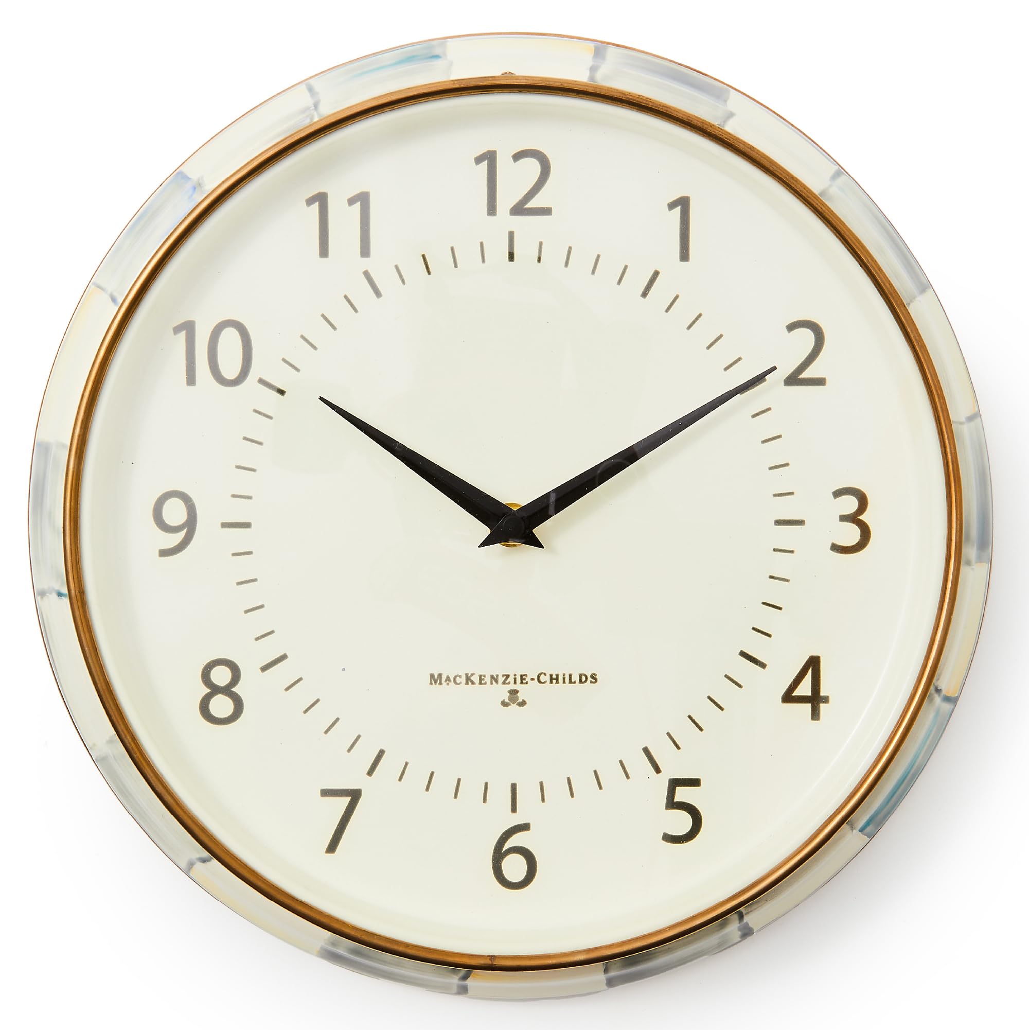 MACKENZIE-CHILDS Wall Clock, Decorative Clock for Kitchen and Living Room, Gray-and-White Sterling Check