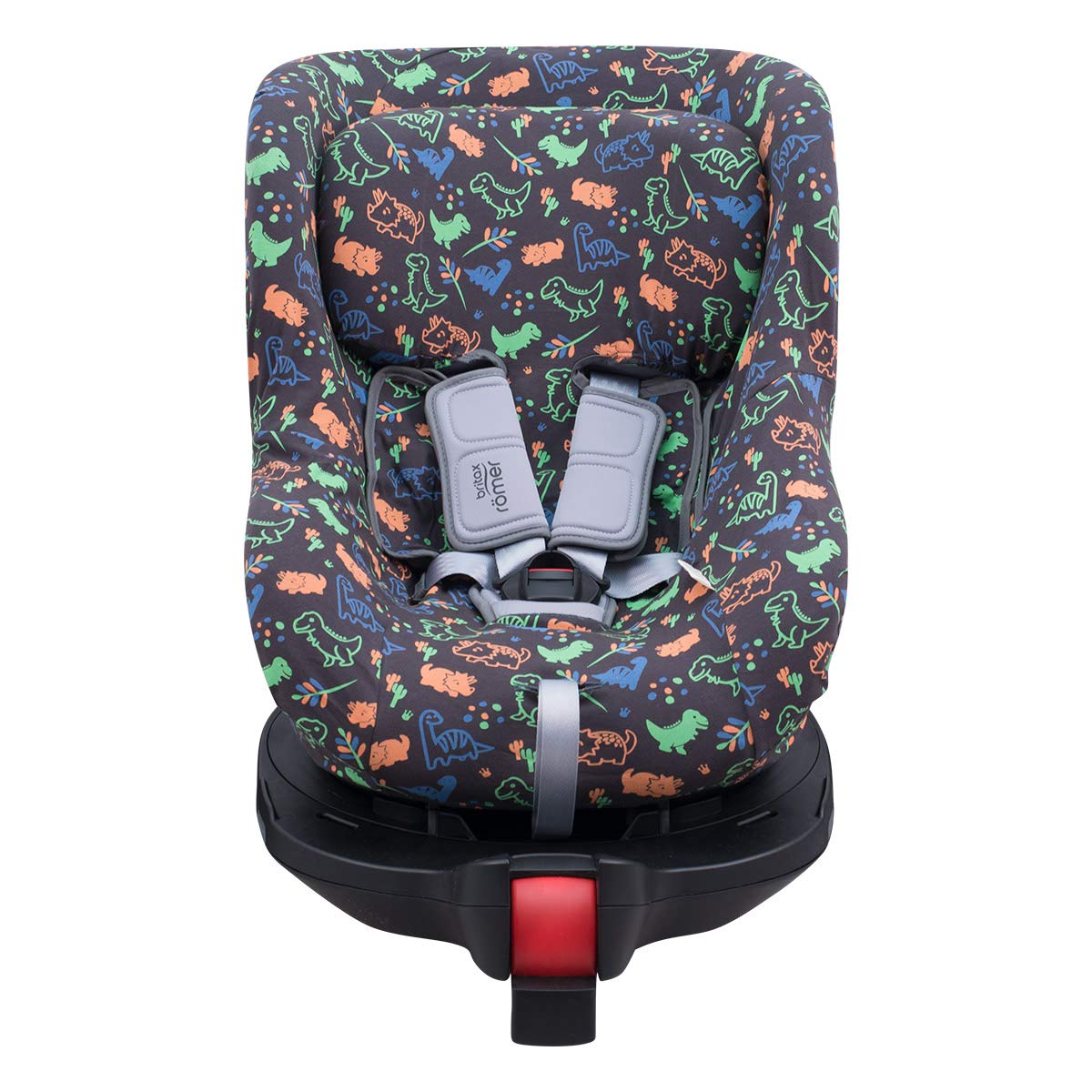 JYOKO Kids Funda para Silla de Coche Compatible con Romer Dualfix (DUALFIX-ISIZE -SWINGFIX ISIZE, Happy Dino)