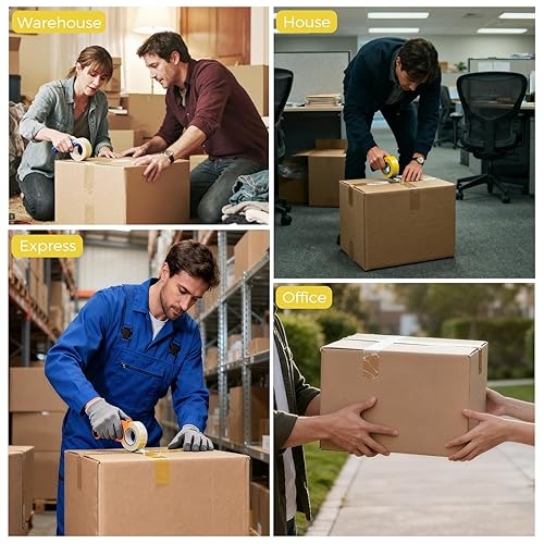 Miniatura 3 de Cinta de embalaje transparente de 3 pulgadas, 24 rollos (55 yardas, 2.0 mil), cinta de sellado industrial resistente para almacén, cumplimiento,