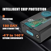 Lenercom 1500A Autós Bikázó Powerbank Beépített 150 PSI Digitális Kompresszorral - 12V Indításrásegítő QC3.0 Gyorstöltéssel, 4 az 1-ben Akku 4
