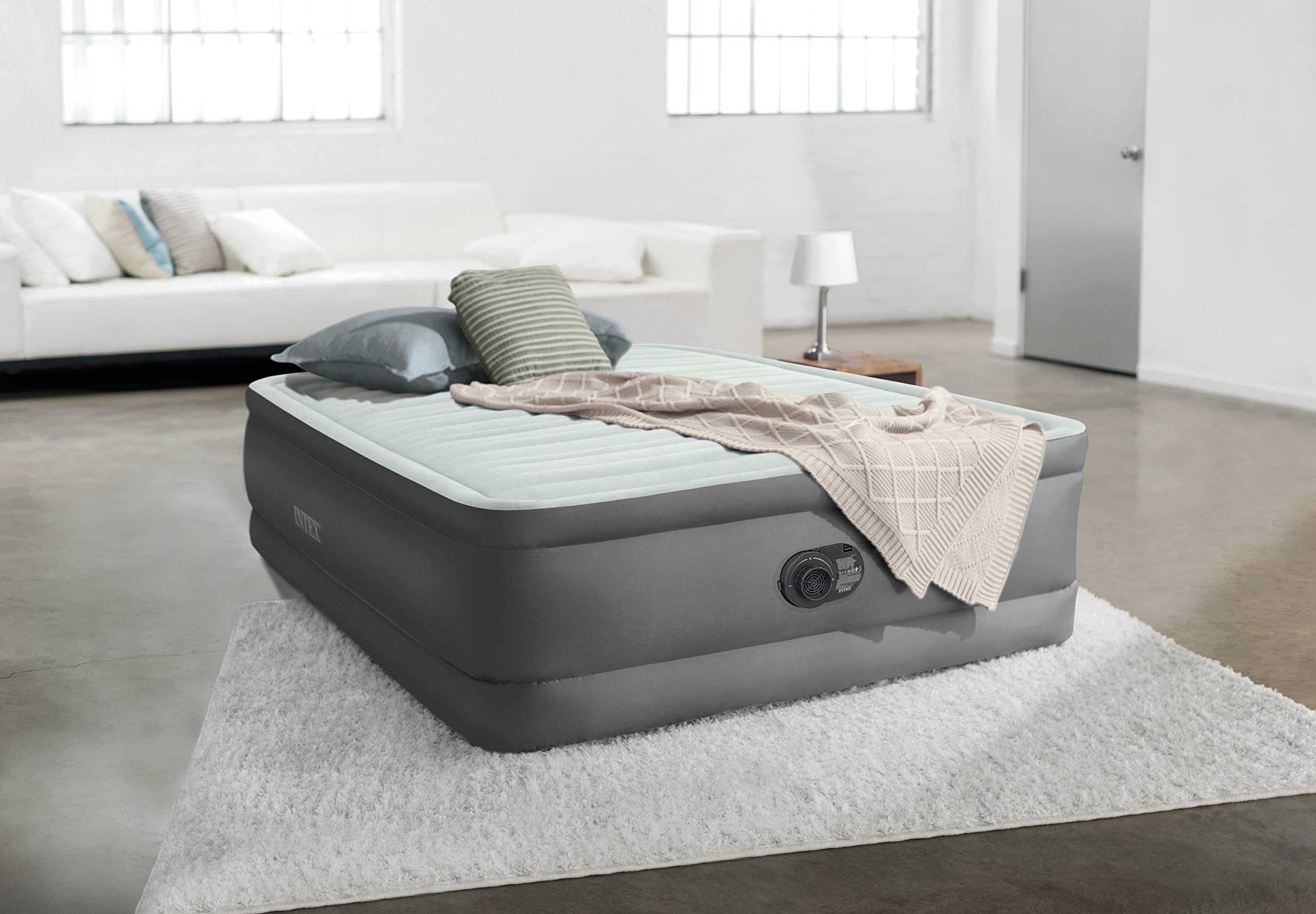 Intex 64904ND - Materasso Dura-Beam PremAire Piazza e Mezza Autogonfiante, 137x191x46 cm